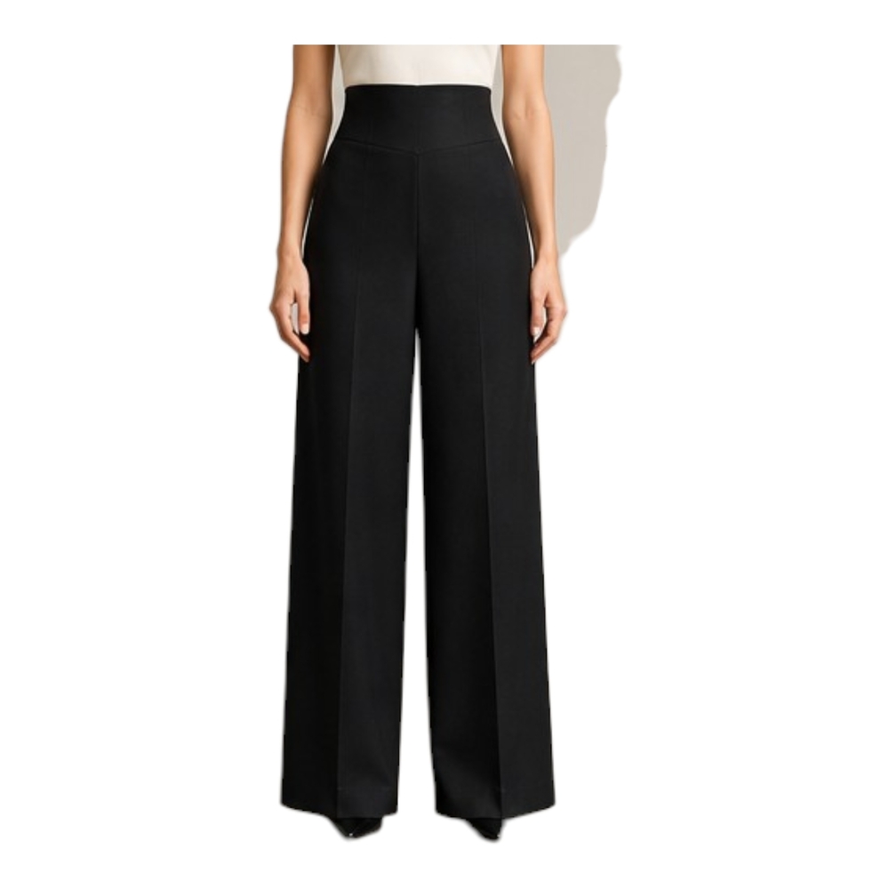 SM Ron Leal Black Wool Wide Leg Pants High Waist Made in Canada - Picture 5 of 12